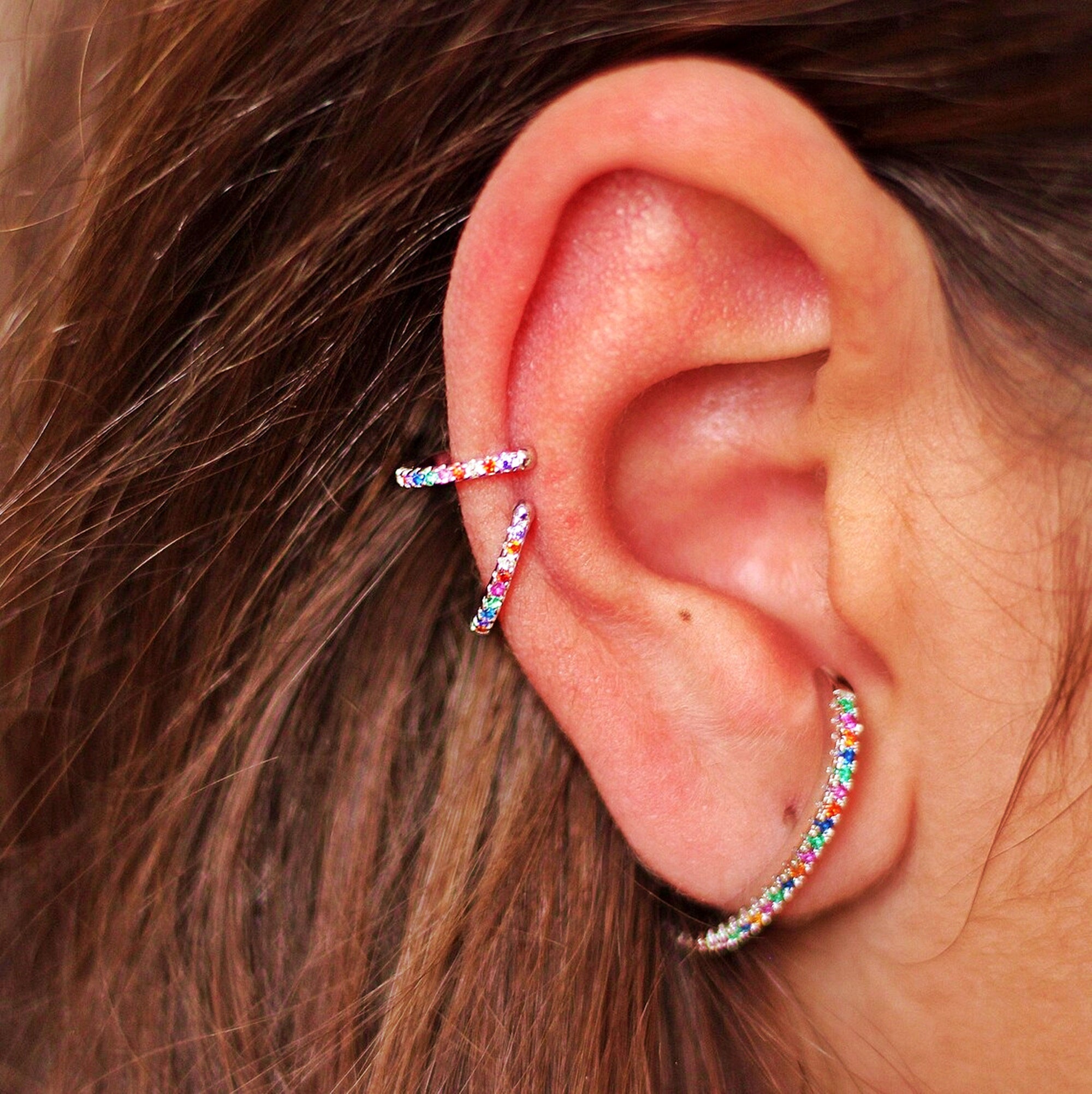 RAINBOW CZ EAR CUFF