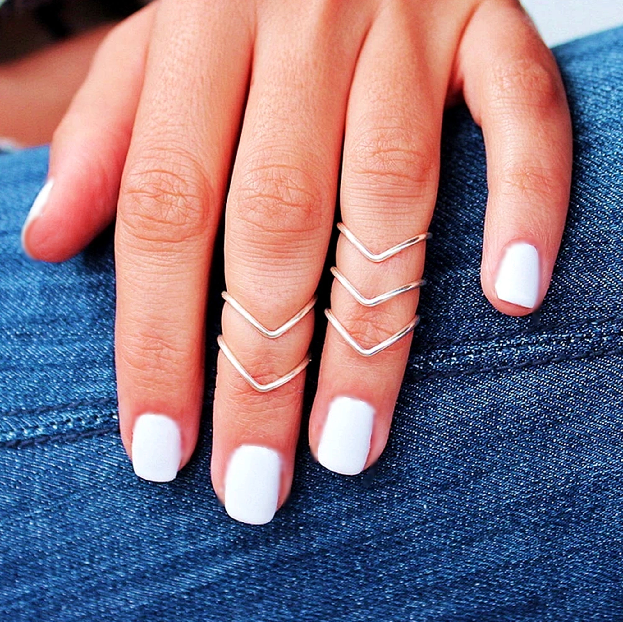 5 CHEVRONS MIDI RING SET