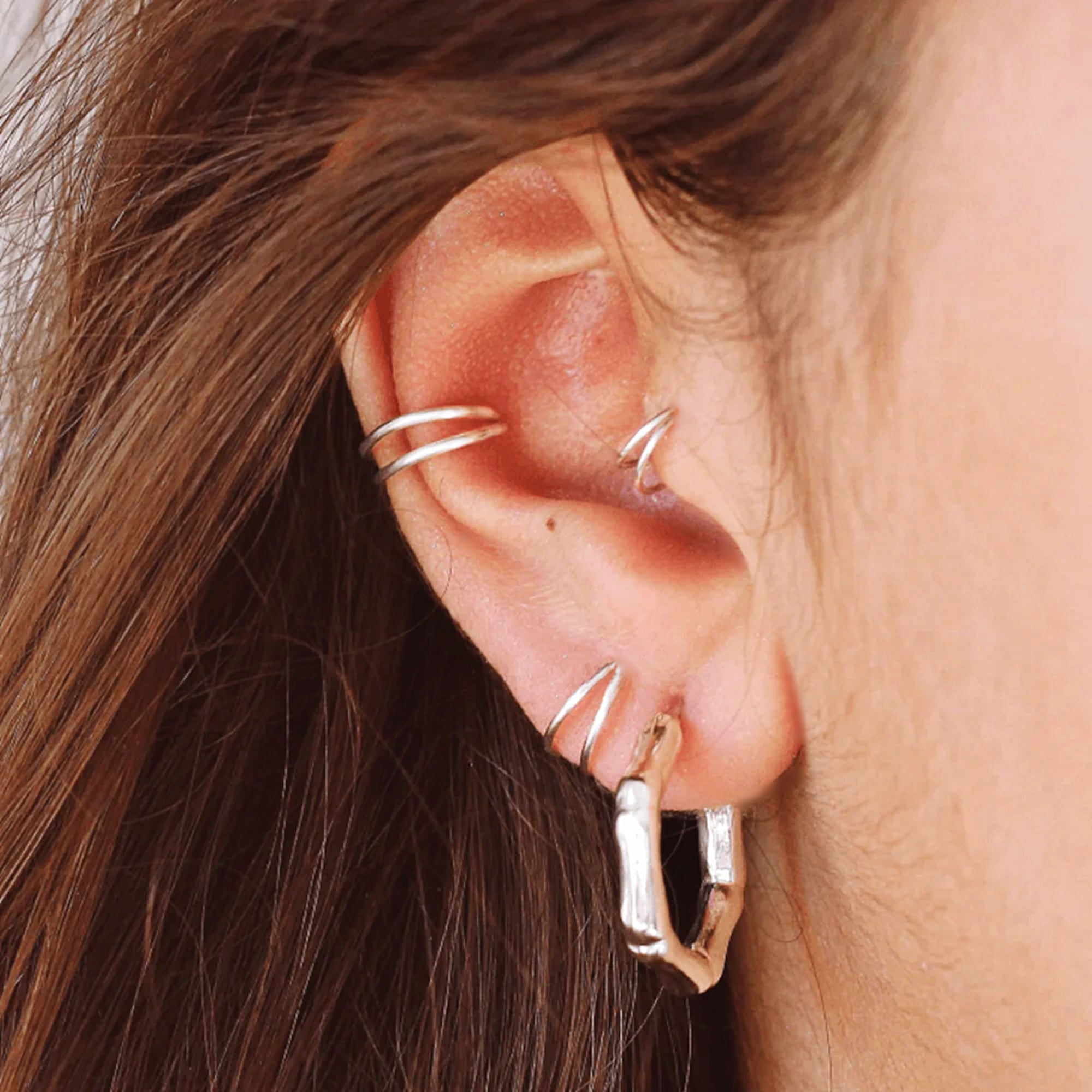 Double Hoop Conch Earring Gold - TinyBox Jewelry