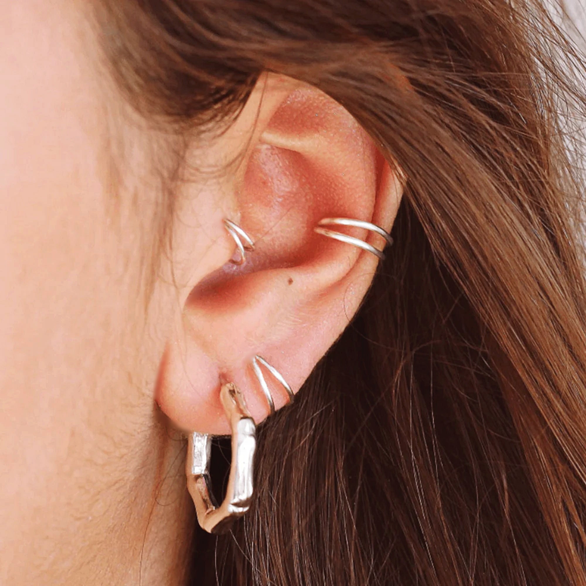 Double Hoop Conch Earring Gold - TinyBox Jewelry