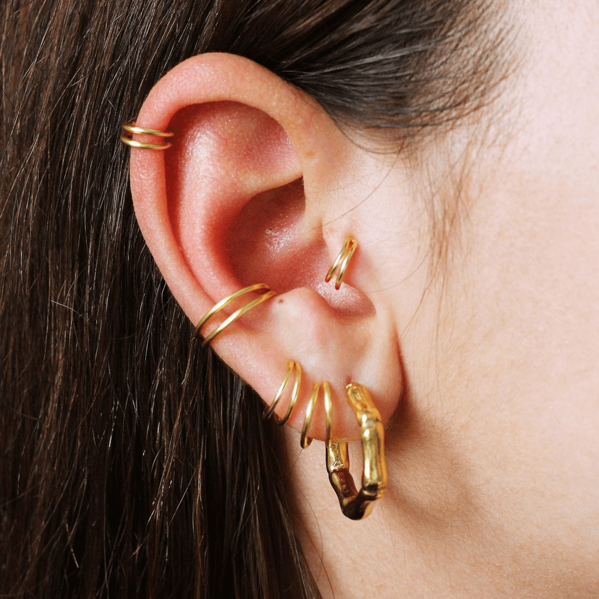 Double Hoop Conch Earring Gold