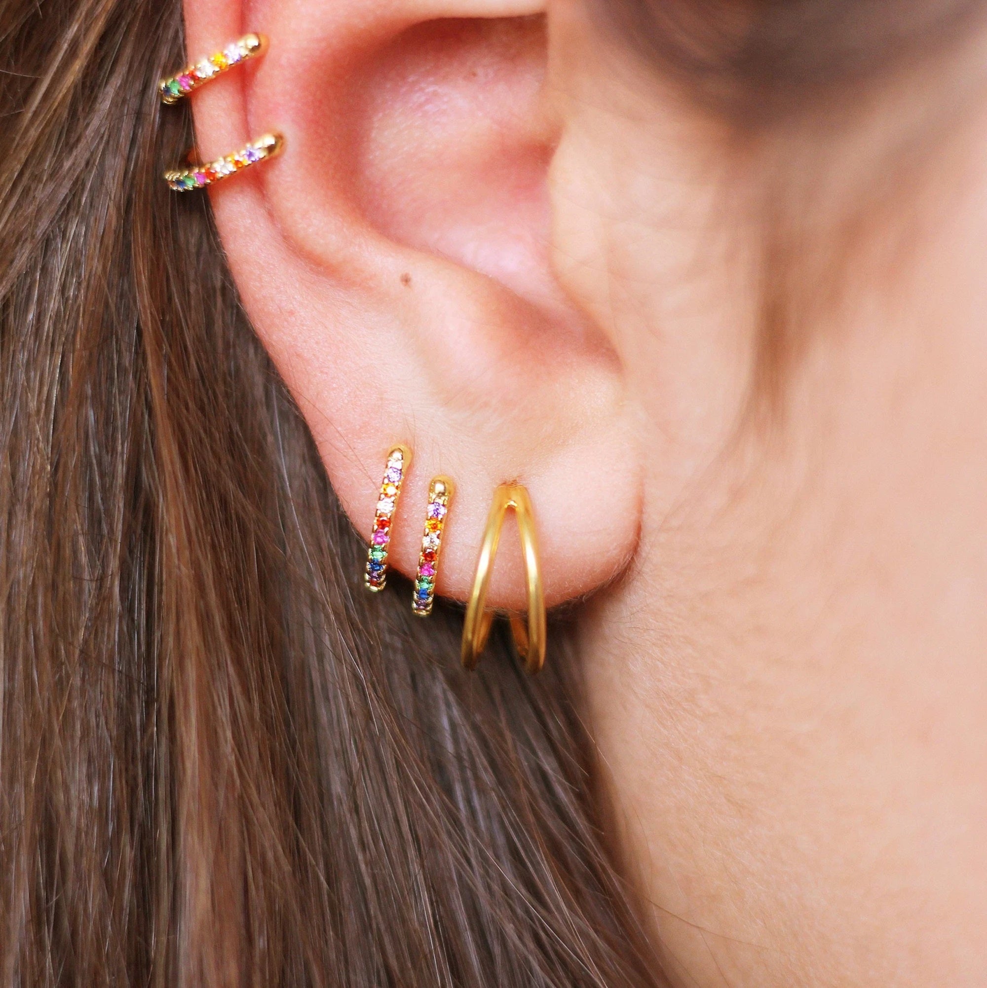 Double Hoop Lobe Earrings - TinyBox Jewelry