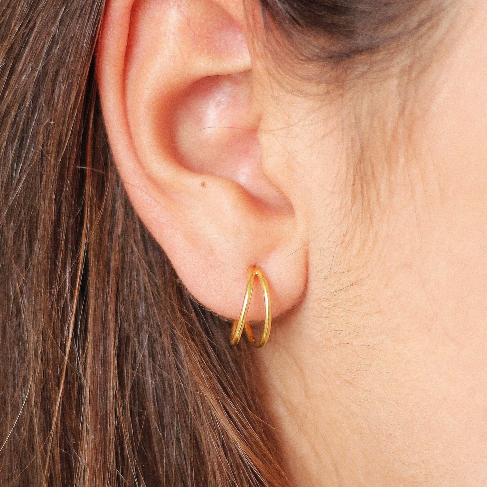 Double Hoop Lobe Earrings - TinyBox Jewelry