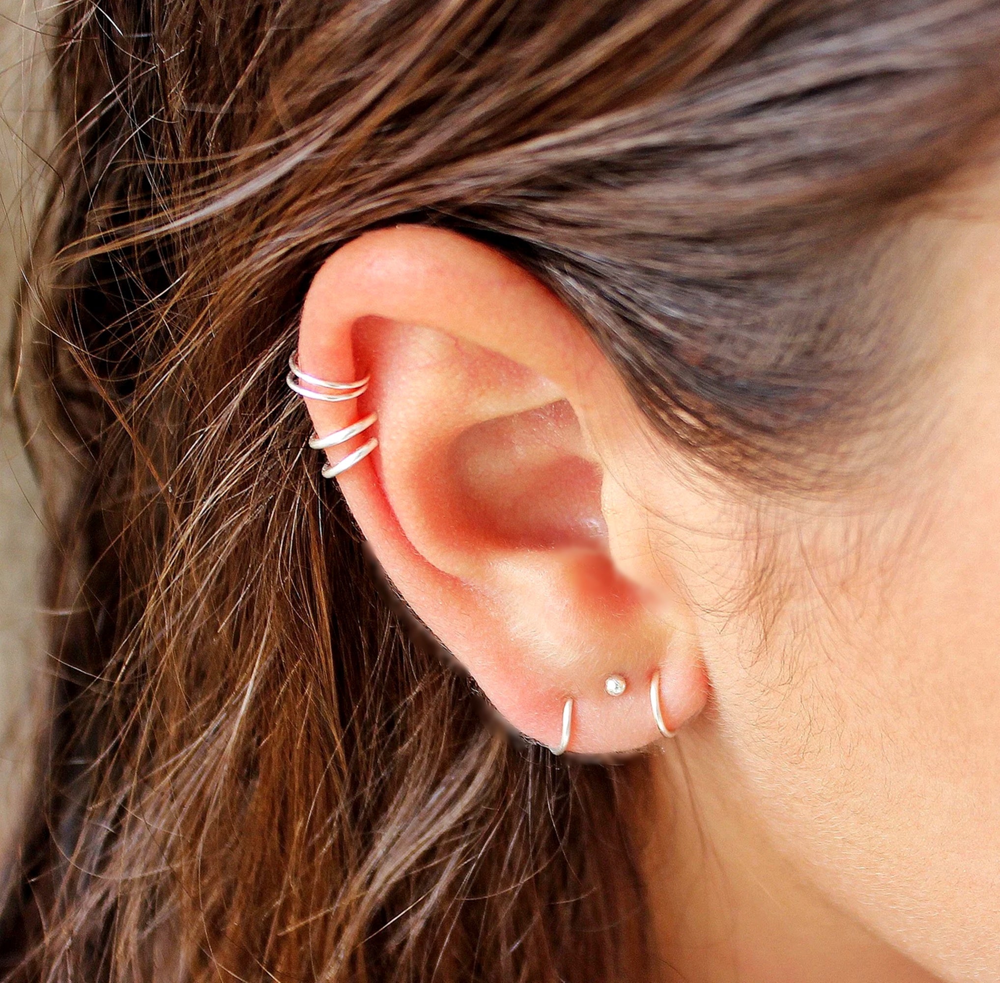 Hoop Helix Earring Silver - TinyBox Jewelry