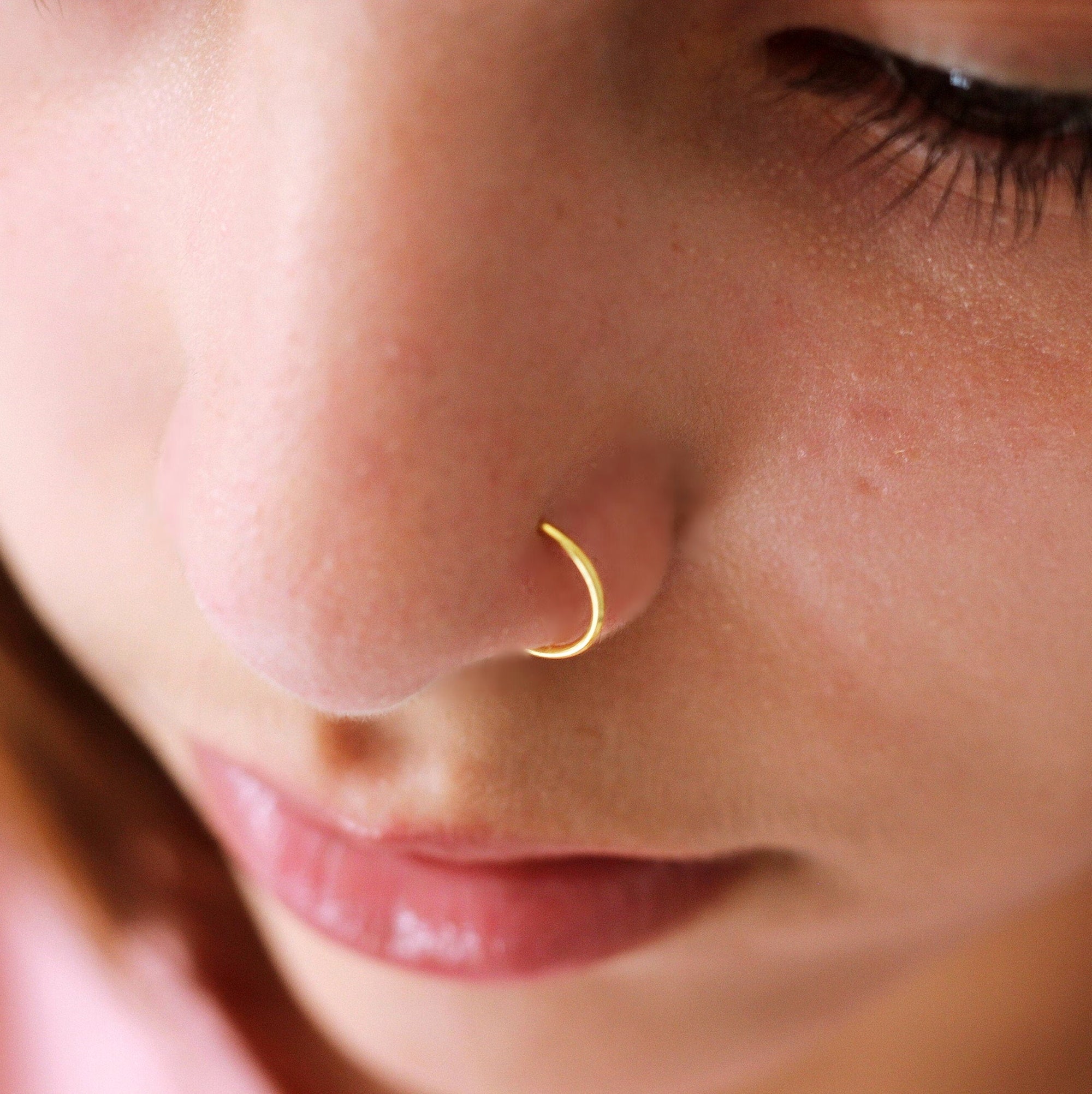 Single Fake Hoop Nose Ring - Gold Vermeil - TinyBox Jewelry