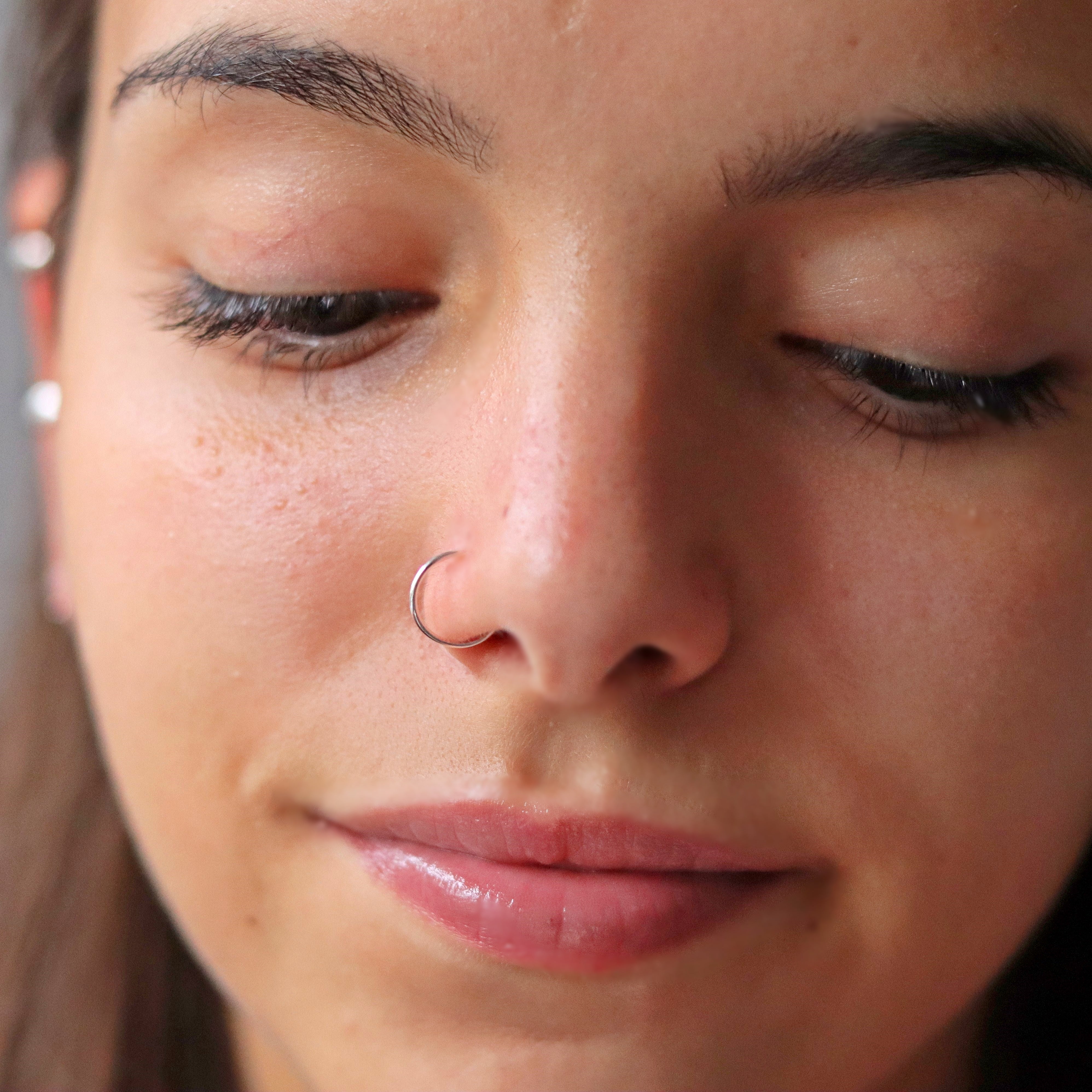 Single Fake Hoop Nose Ring - Silver - TinyBox Jewelry
