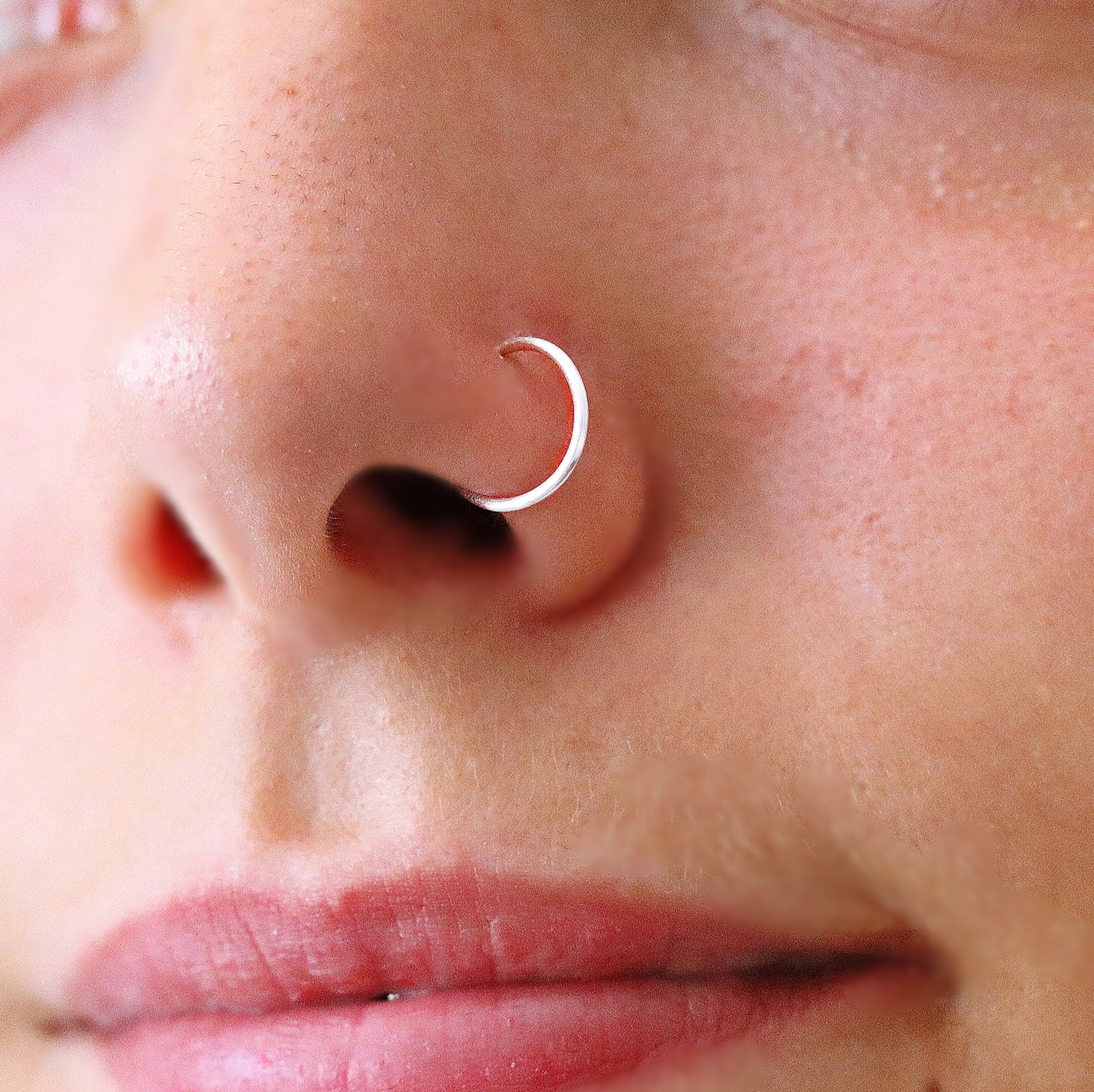 Single Hoop Nose Ring - Gold Vermeil - TinyBox Jewelry