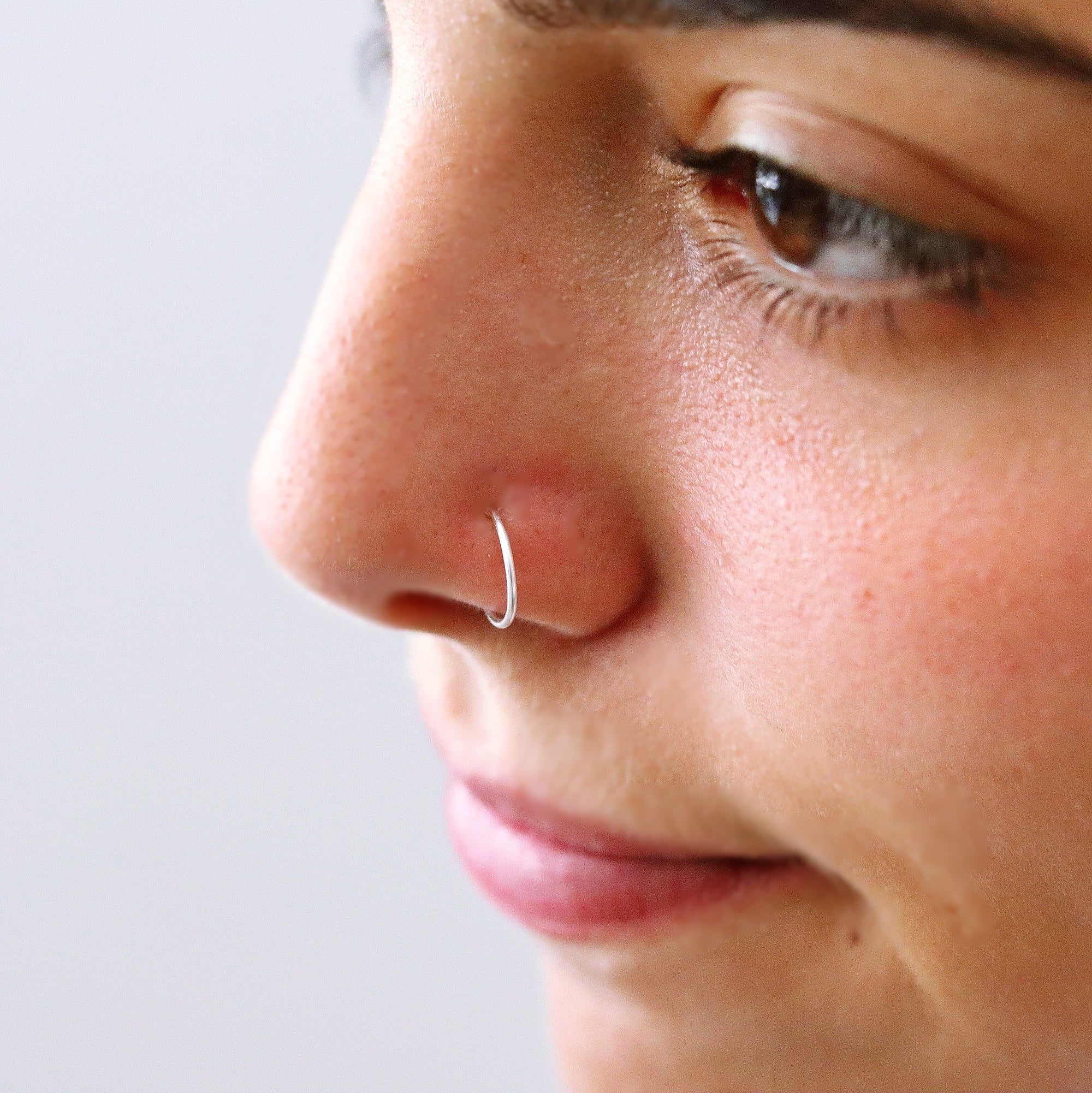 Single Hoop Nose Ring - Silver - TinyBox Jewelry