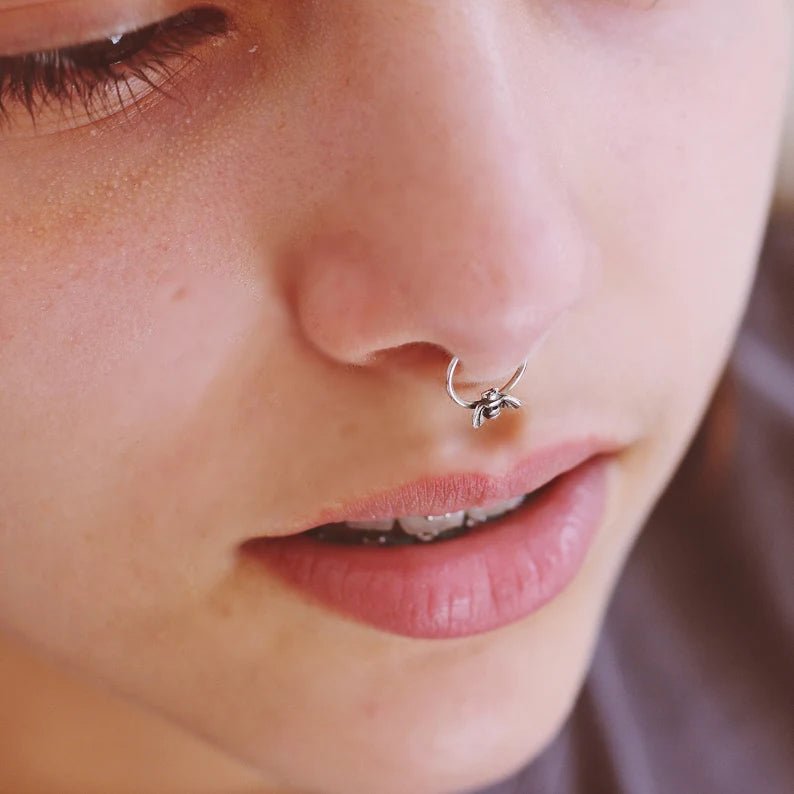 Buy 18g Septum Ring for Pierced Nose. Septum Piercing. Gold Septum Ring.  Tribal Septum Ring. Gold Septum. Septum Jewelry Online in India - Etsy