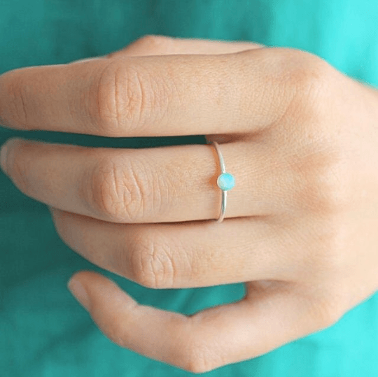 Blue Opal Ring - TinyBox Jewelry