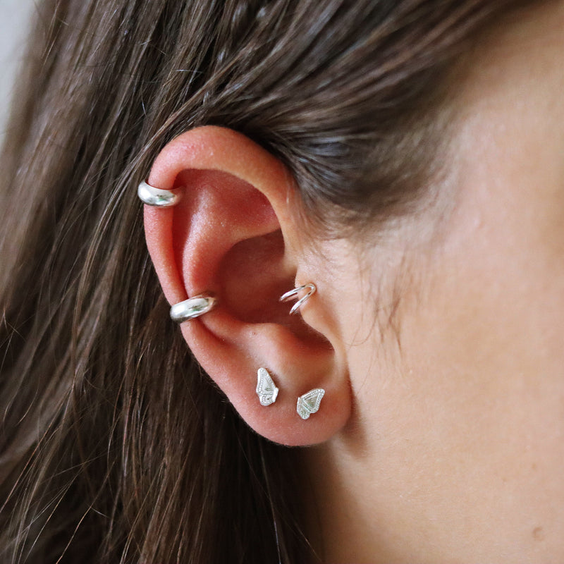 Double Hoop Helix Earring Silver – TinyBox Jewelry