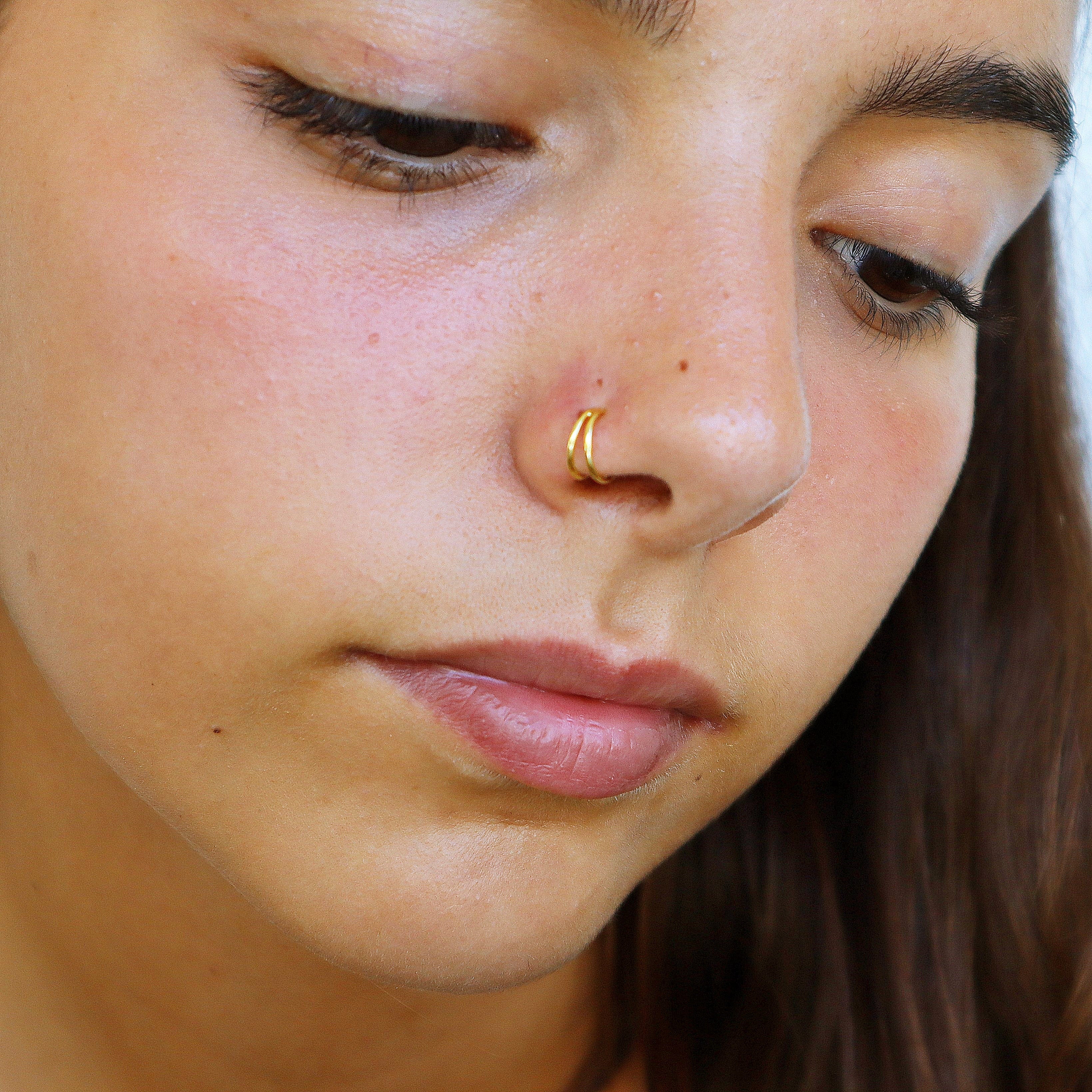 Buy Gold Nose Ring, Silver Nose Hoop, Small Thin Nose Piercing Ring, Tiny Nose  Piercing Jewelry, 24g 22g 20g Nose Ring Online in India - Etsy