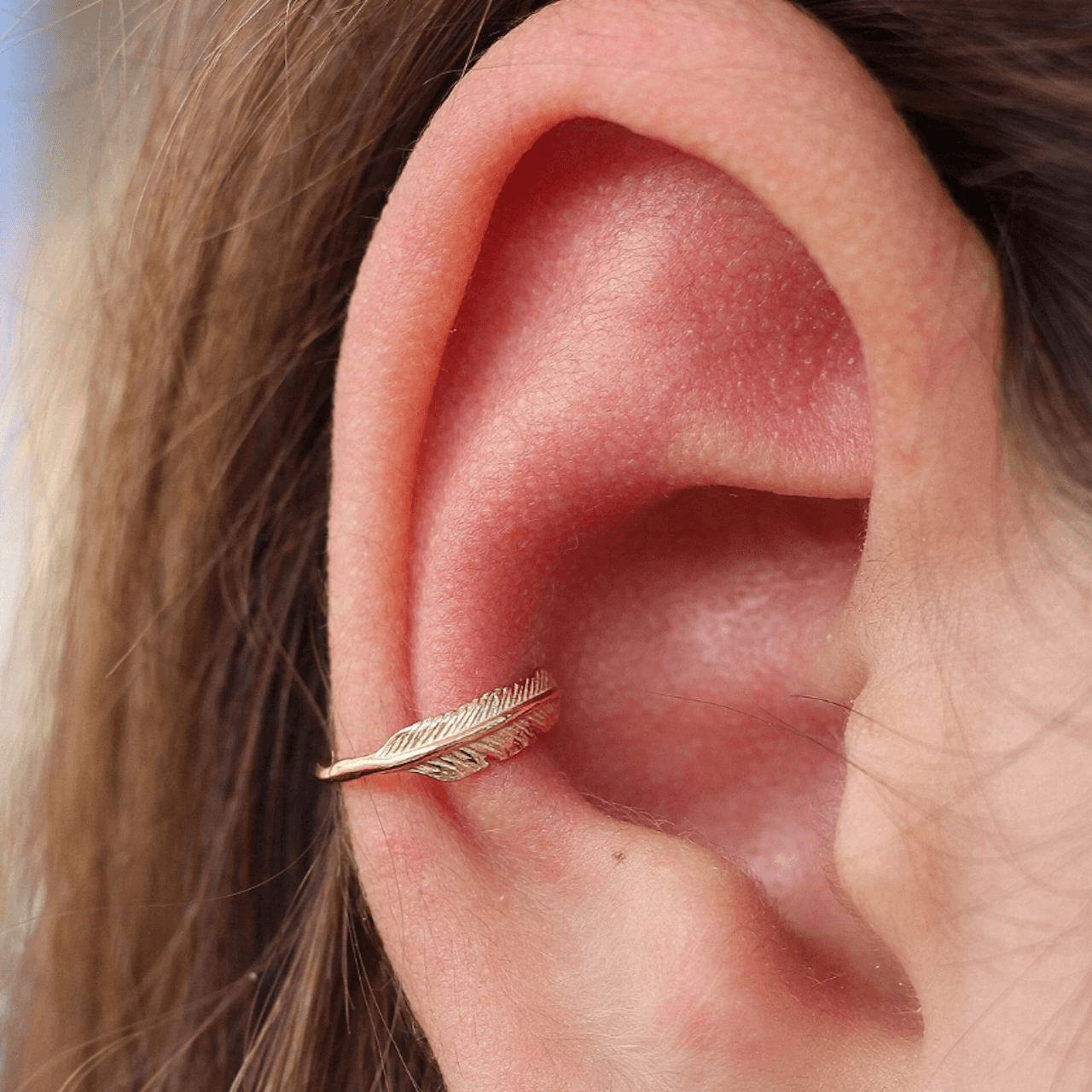 Feather Conch Earring Gold - TinyBox Jewelry