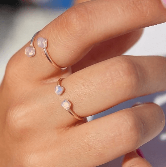 Moonstone Rainbow Ring - TinyBox Jewelry