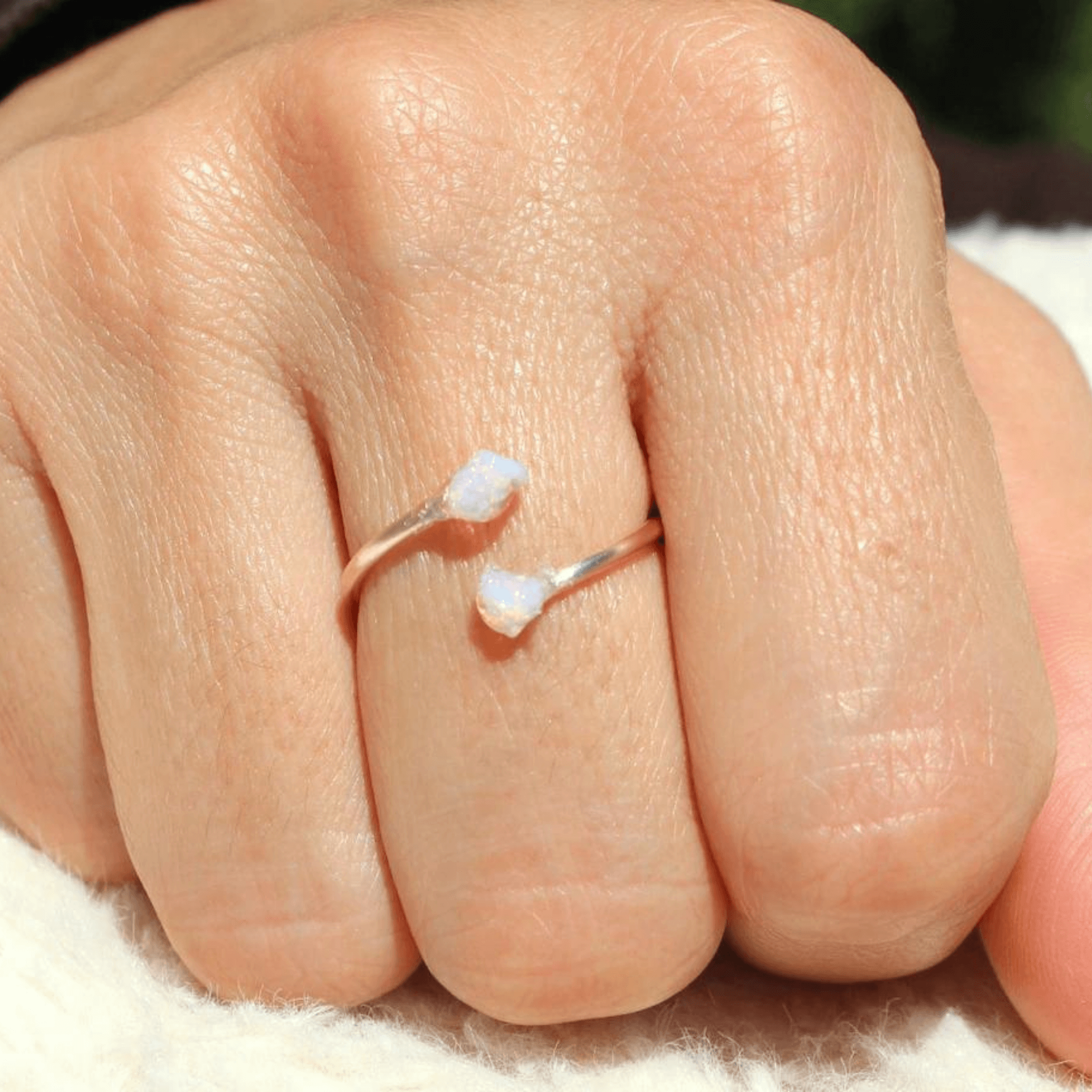 White Opal Ring - TinyBox Jewelry