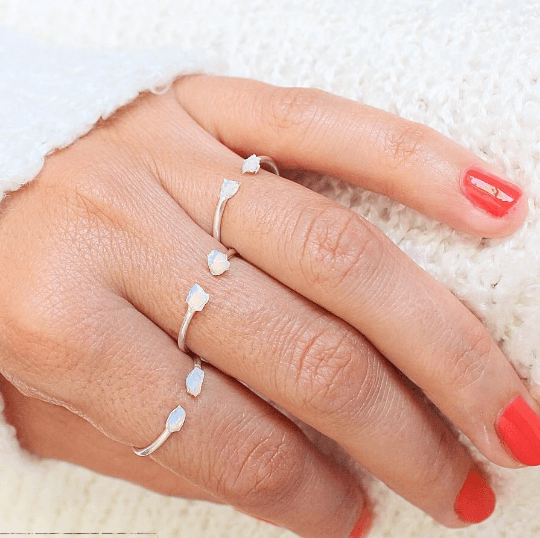 White Opal Stacker Rings (Set of 3) - TinyBox Jewelry